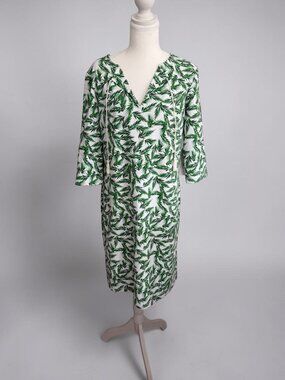 PERSIFOR Leaf Print 3/4 Sleeve Sundress Size Large